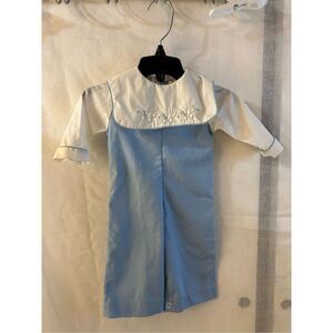 Nursery rhyme xs infant sailor suit blue white USA peter pan collar snaps